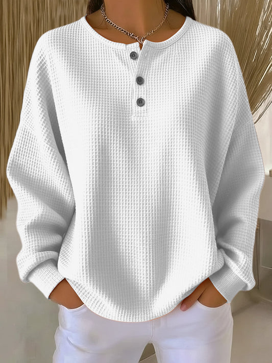 Mirthe Gegolfde Henley Sweater