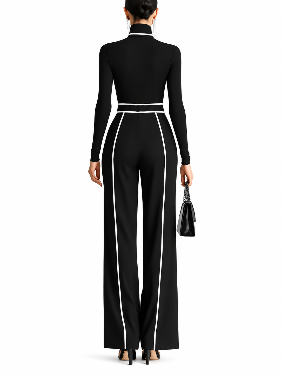 Emma Elegant Set met Hoge Kraag en Wijde Broek