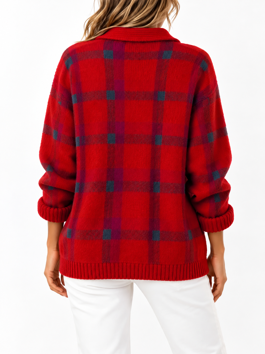 Emilia Geruite Gebreide Cardigan Rood