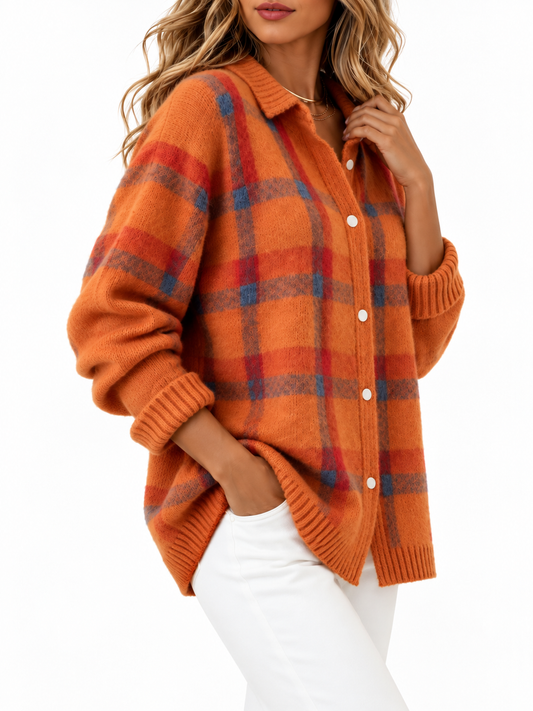 Olivia Geruite Gebreide Cardigan Oranje