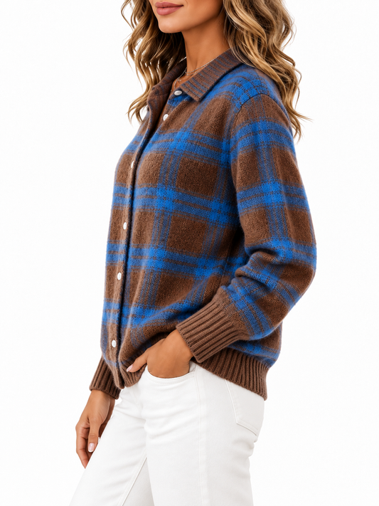 Nadia Geruite Gebreide Cardigan Chocoladebruin