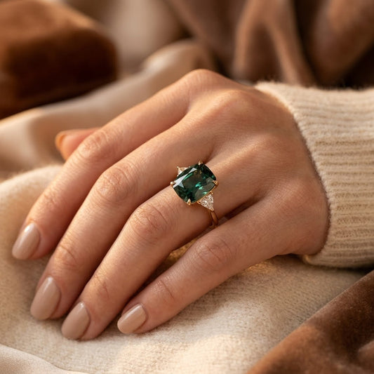 Gouden Solitair Ring Met Smaragd