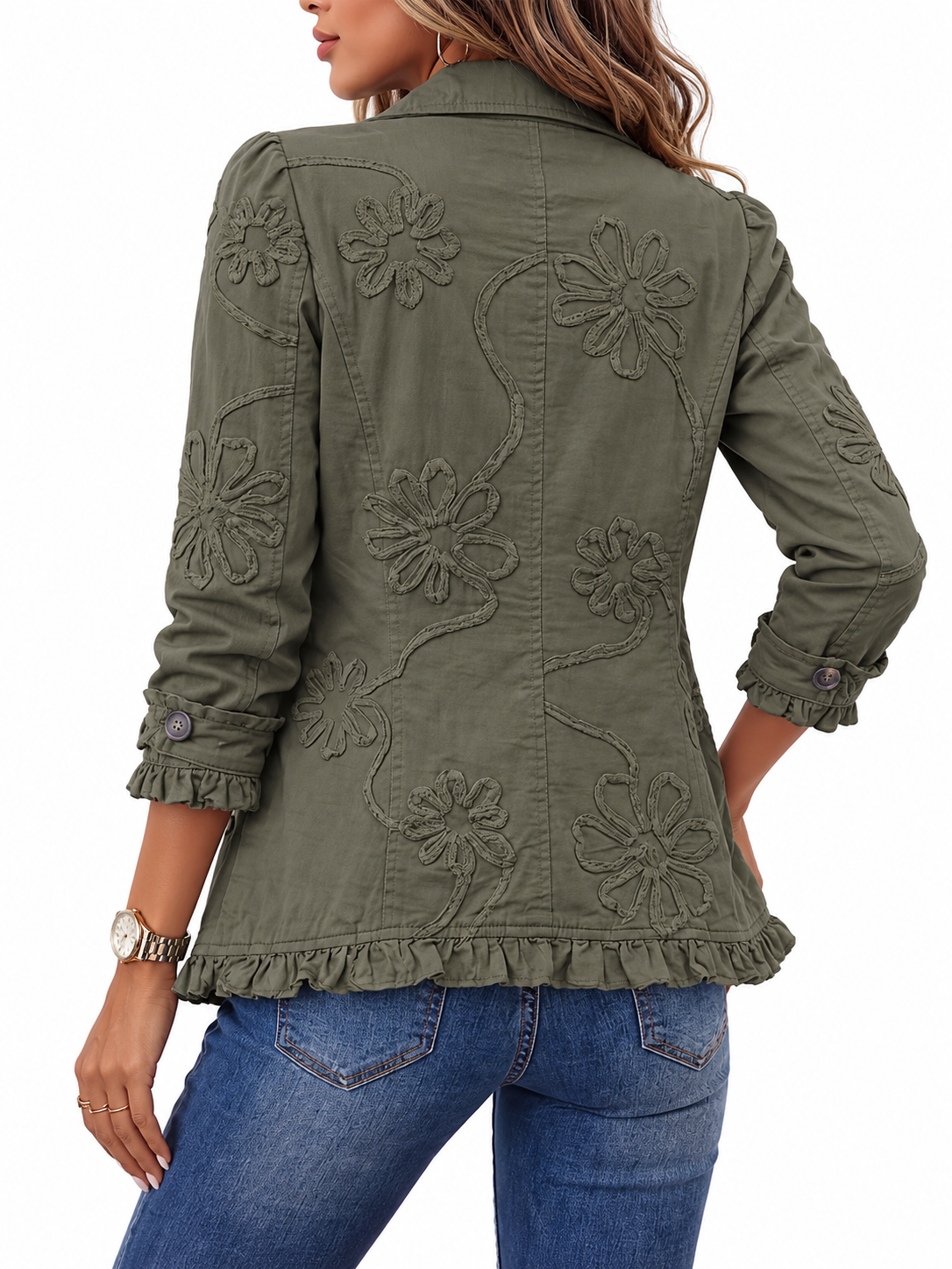 Fenna Geborduurde Bohemien Blazer met Bloemenprint