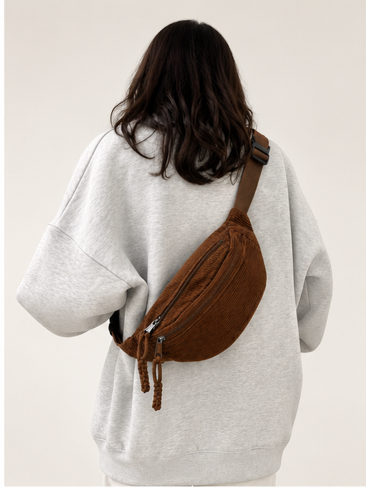 Cognac Corduroy Schoudertas