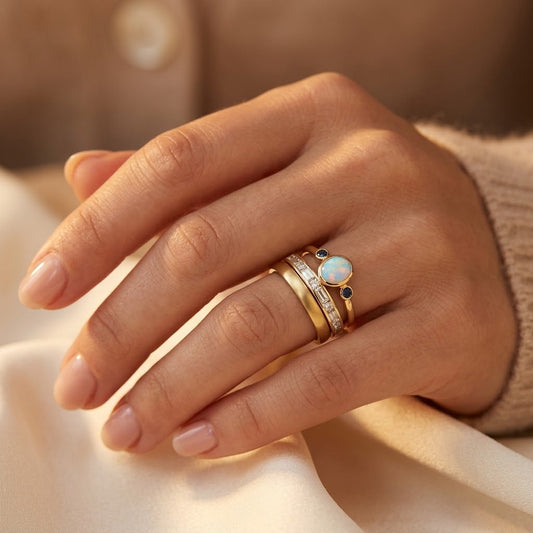 Set Gouden Ringen Met Stapelbare Zetting