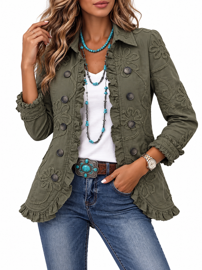 Fenna Geborduurde Bohemien Blazer met Bloemenprint