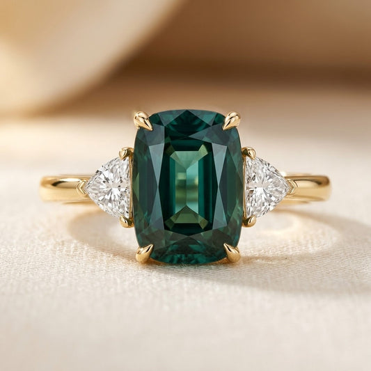 Gouden Solitair Ring Met Smaragd