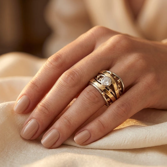 Ring Van Zilver En Goud Met Wikkelzetting