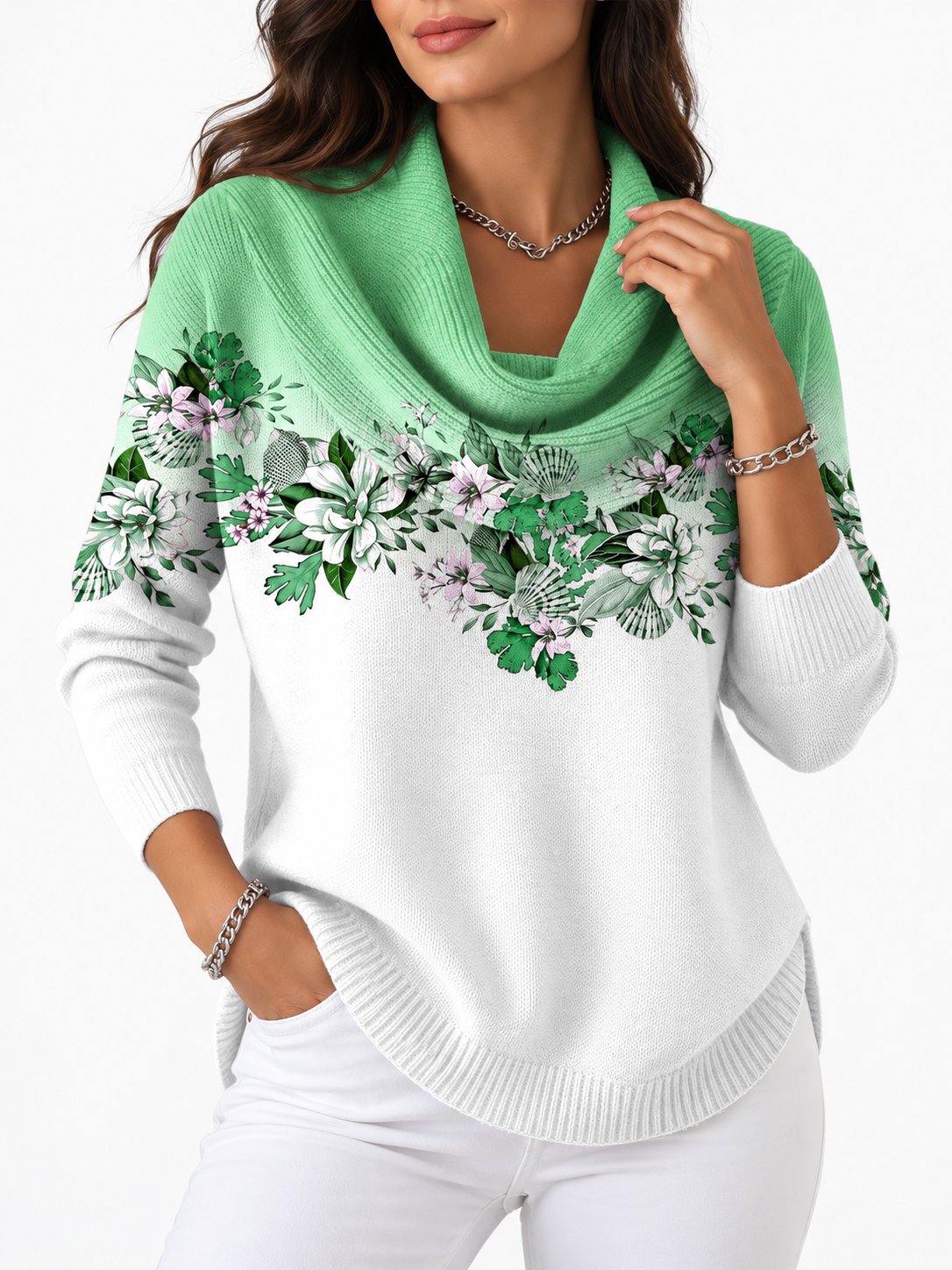 Lotte Bloemenprint Trui met Col