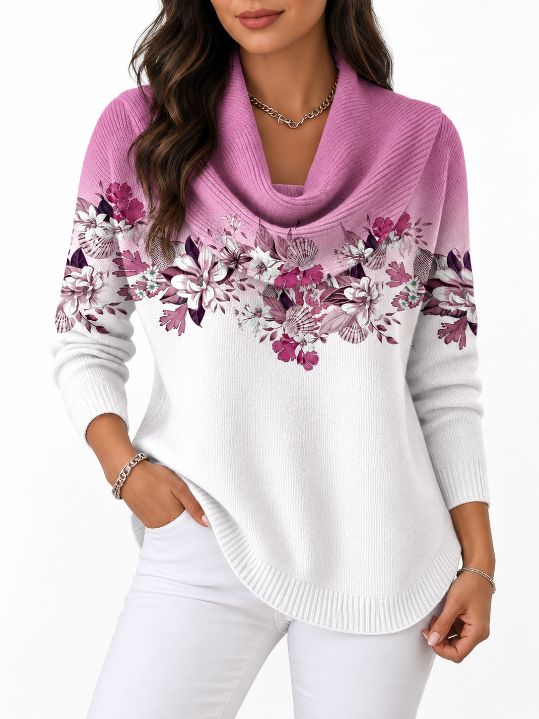 Lotte Bloemenprint Trui met Col