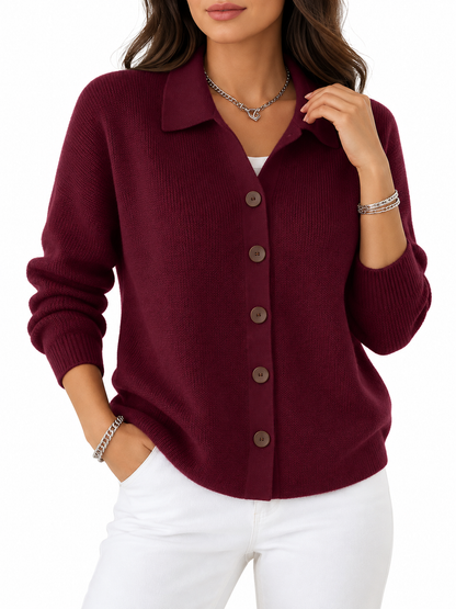 Josefien Gebreid Vest met Col en Knopen