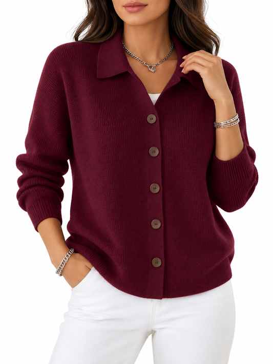 Josefien Gebreid Vest met Col en Knopen