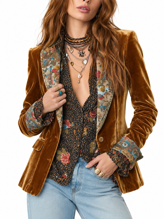 Marrit Vintage Patchwork Blazer met Bloemenprint
