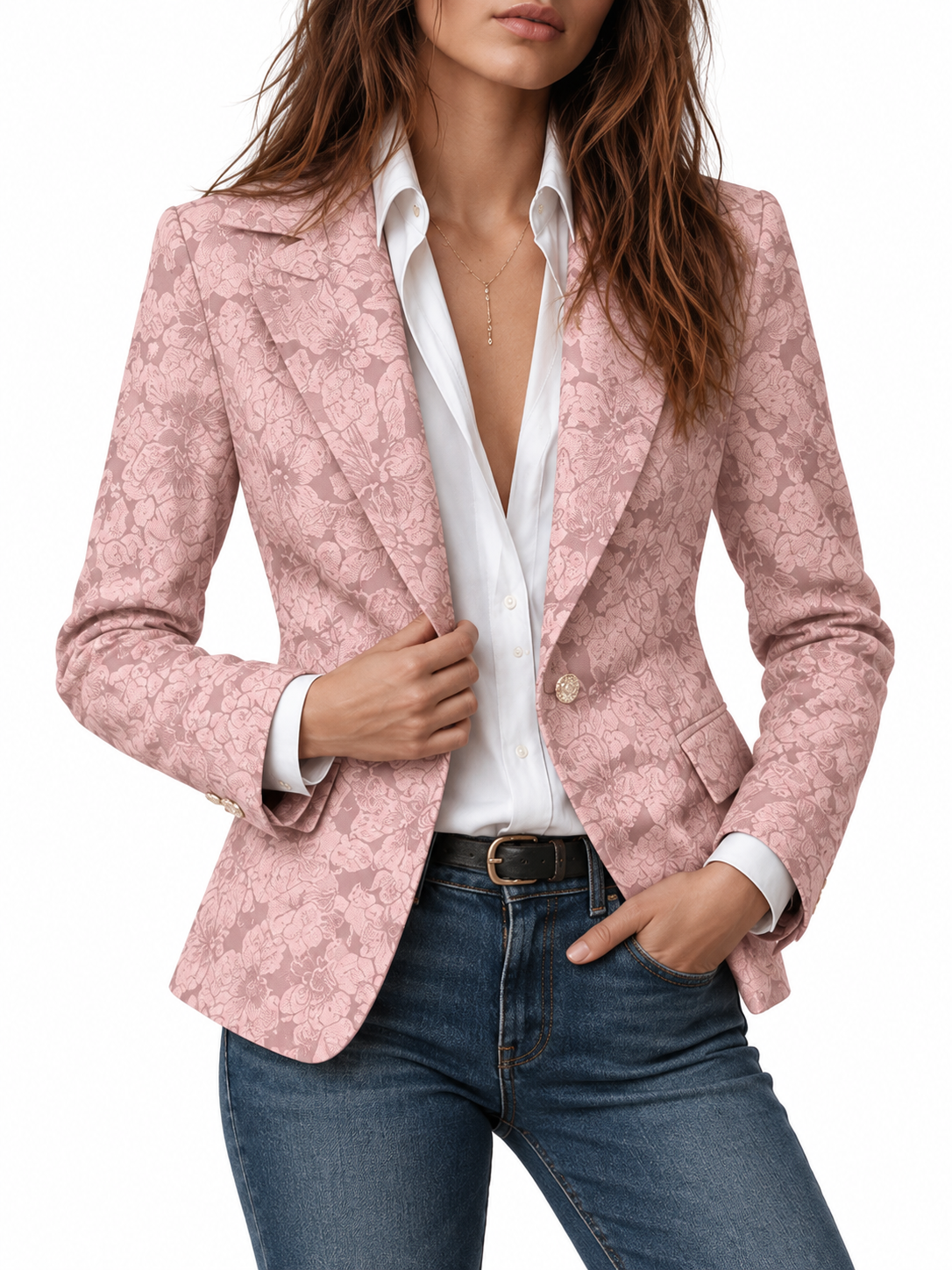Esther Getailleerde Jacquard Blazer met Kasjmier