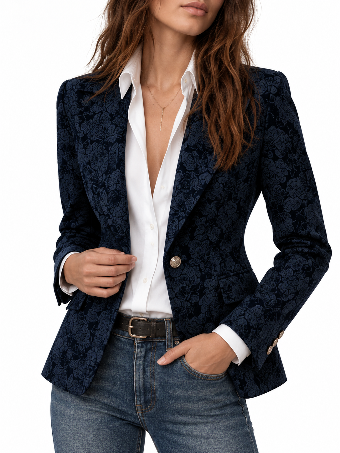 Esther Getailleerde Jacquard Blazer met Kasjmier