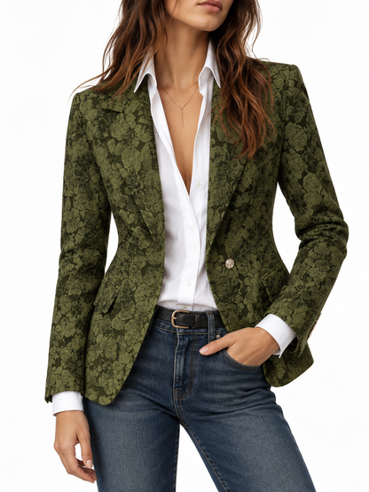 Esther Getailleerde Jacquard Blazer met Kasjmier