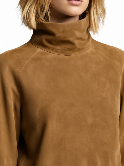 Bibiane Mini Jurk Oversized in Suède met Hoge Hals