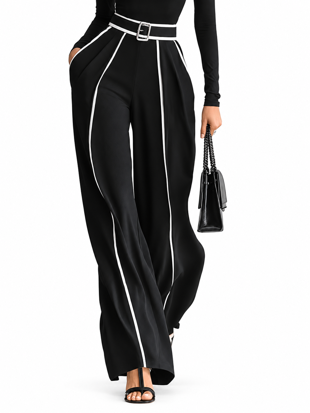 Emma Elegant Set met Hoge Kraag en Wijde Broek