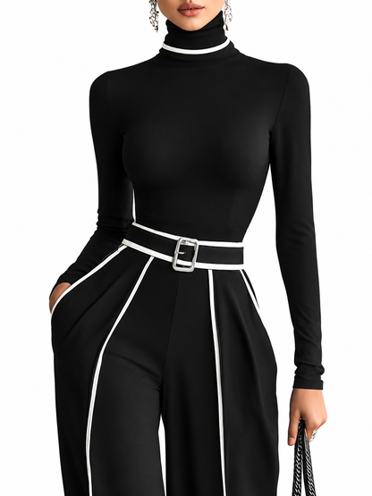 Emma Elegant Set met Hoge Kraag en Wijde Broek