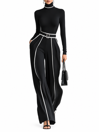 Emma Elegant Set met Hoge Kraag en Wijde Broek