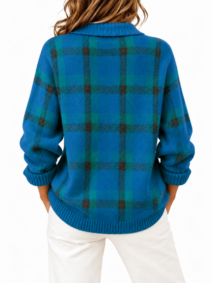 Clara Geruite Gebreide Cardigan Donkerblauw