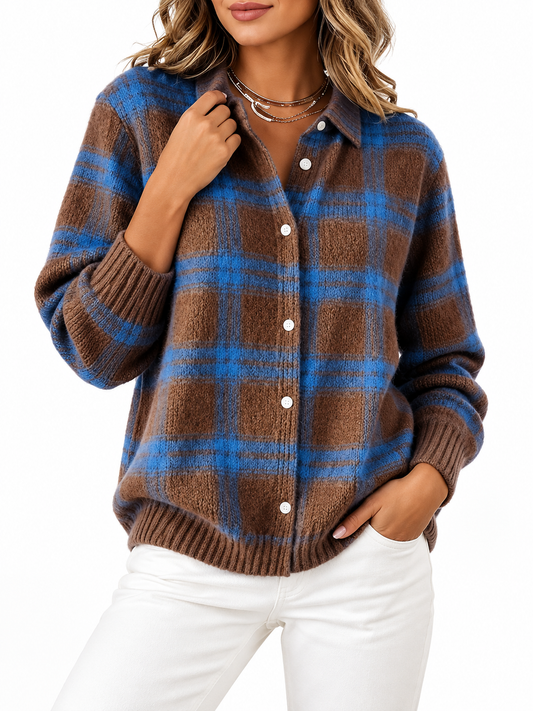 Nadia Geruite Gebreide Cardigan Chocoladebruin