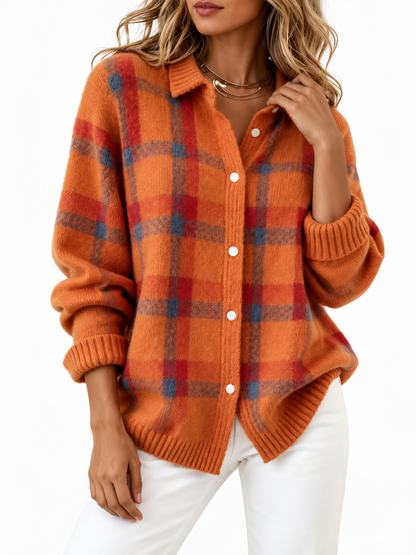 Olivia Geruite Gebreide Cardigan Oranje