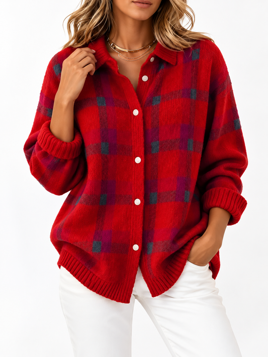 Emilia Geruite Gebreide Cardigan Rood
