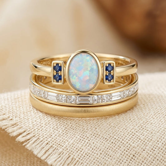 Set Gouden Ringen Met Stapelbare Zetting