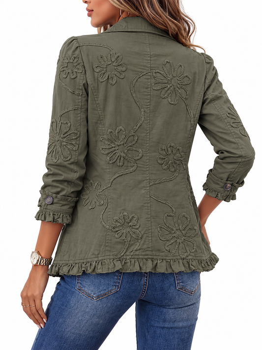 Fenna Geborduurde Bohemien Blazer met Bloemenprint