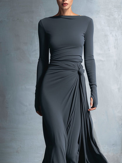 Naomie Maxi-jurk met Zijde Knoop