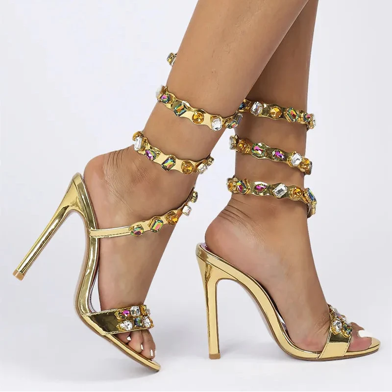Serafina Fonkelende Sandalen Met Sieraad-Details